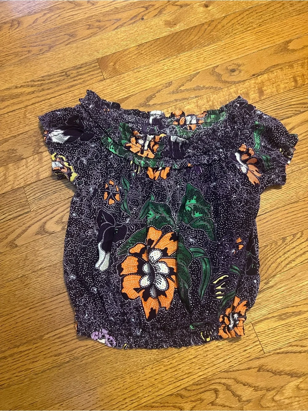 Free People FP One Suki Floral Printed Off-The-Shoulder Smocked Blouse XS